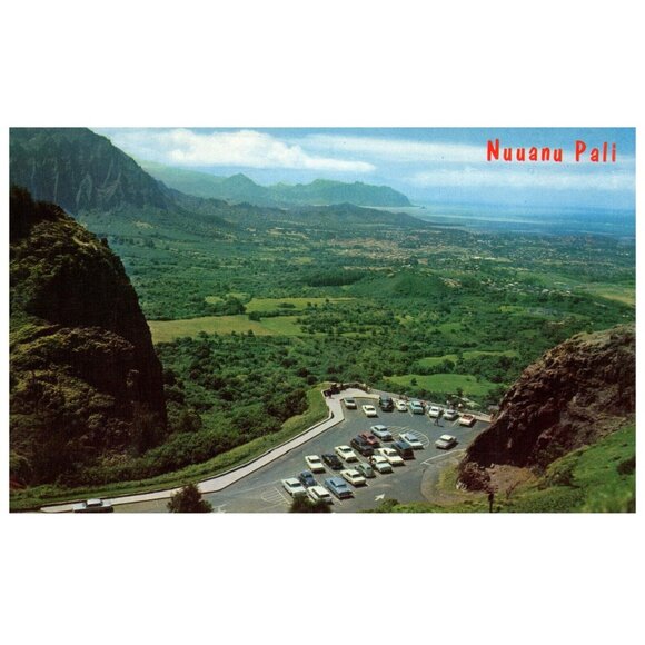 Postcard Nuuanu Pali Oahu Hawaii Panoramic view scenic Vintage cars 1960s? - Picture 1 of 2